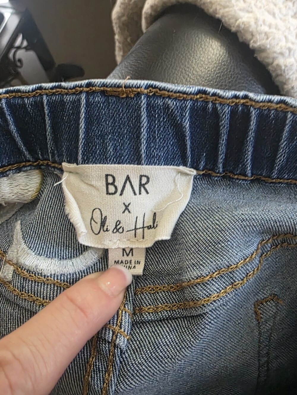 Bar X Oli & Hali Embroidered Floral Wide-Leg Jeans — Blue SZ M - Picture 5 of 10